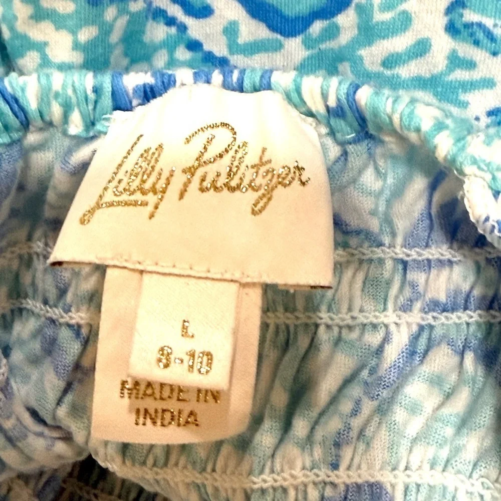 Lilly Pulitzer Blue Paisley smocked mini Hadley maxi smocked Dress girls L 8-10